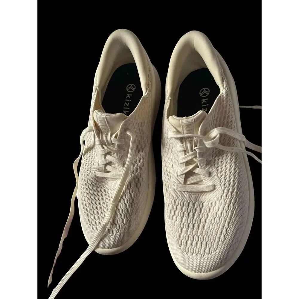 KIZIK Unisex Cream Knit Hands Free Low Casual Sneaker Shoes Mens 9.5 Womens 11